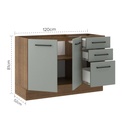 Base cocina Agata gris 2 puertas 3 cajones 120cm