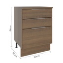 Base cocina Stella café 3 cajones 60cm