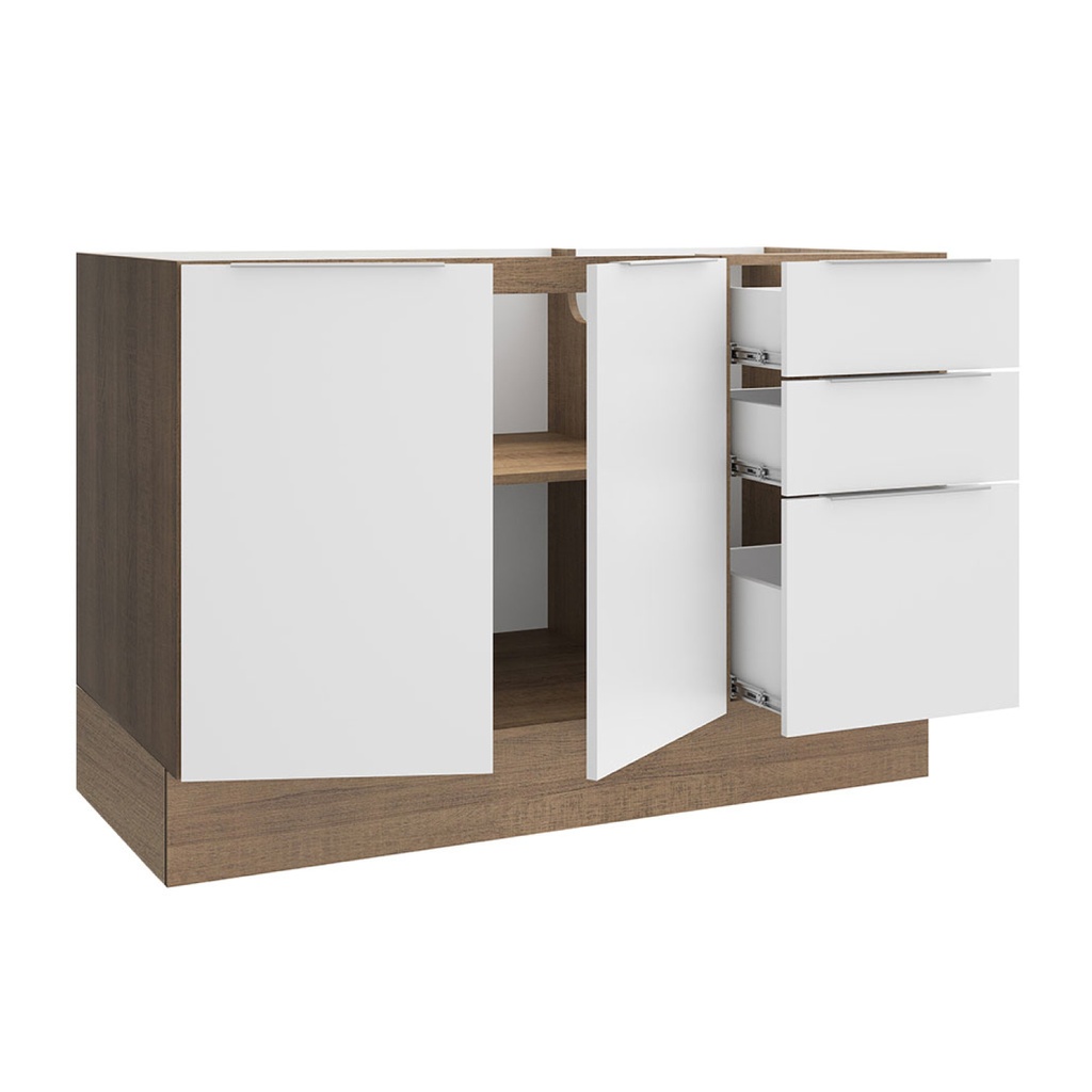 Base cocina Stella blanco 2 puertas 3 cajones 120cm