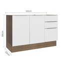 Base cocina Stella blanco 2 puertas 3 cajones 120cm