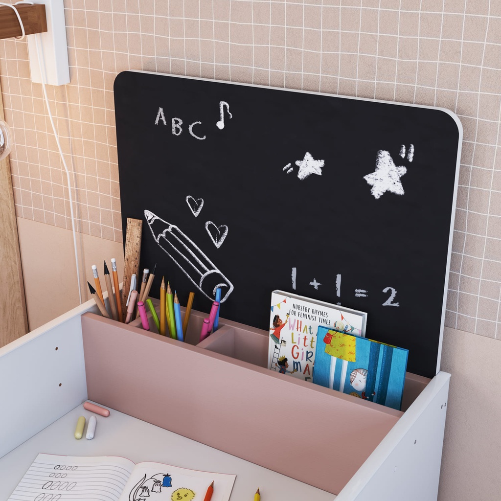 Escritorio infantil con Silla Le Petit blanco-rosa