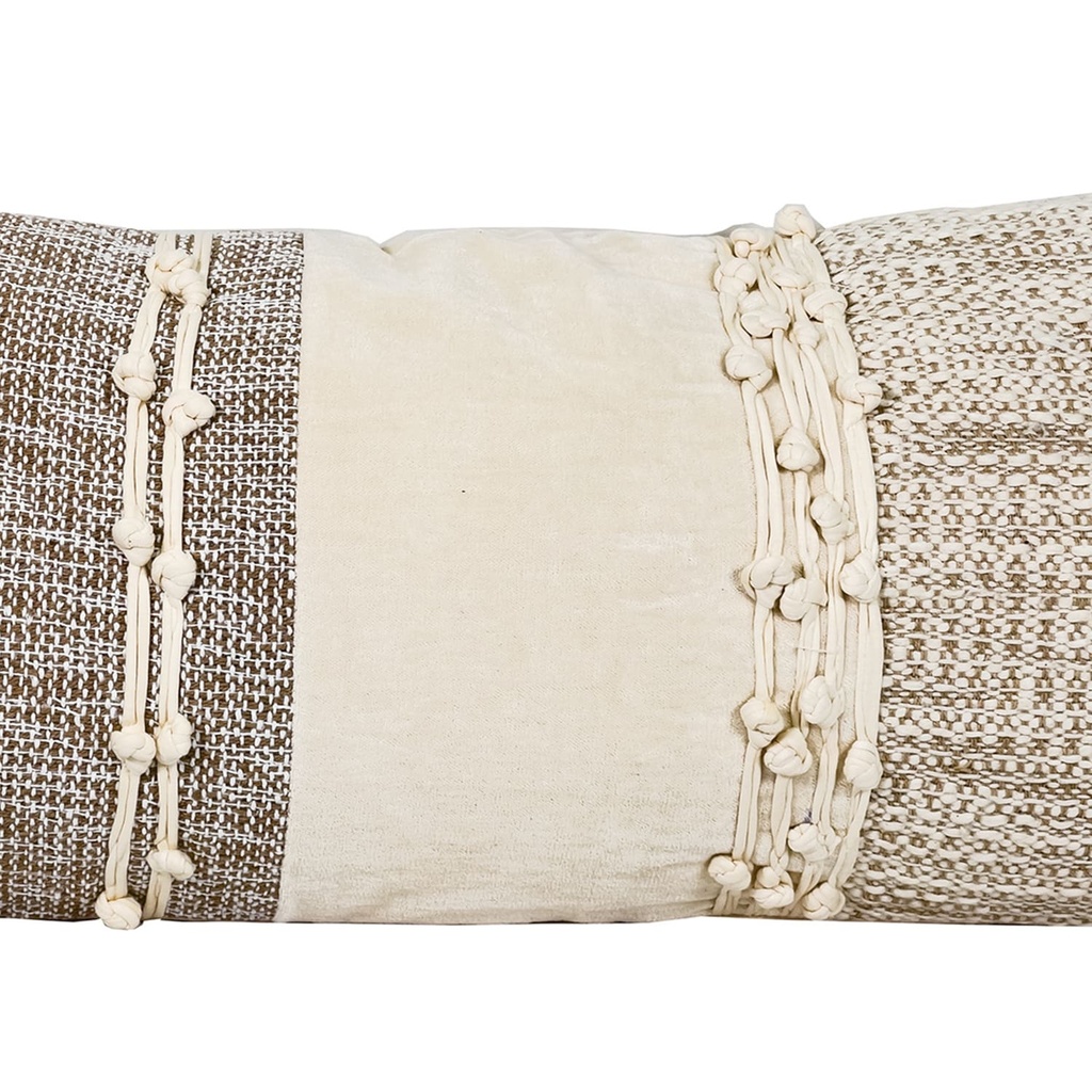 Cojín boho beige flecos 30x70cm
