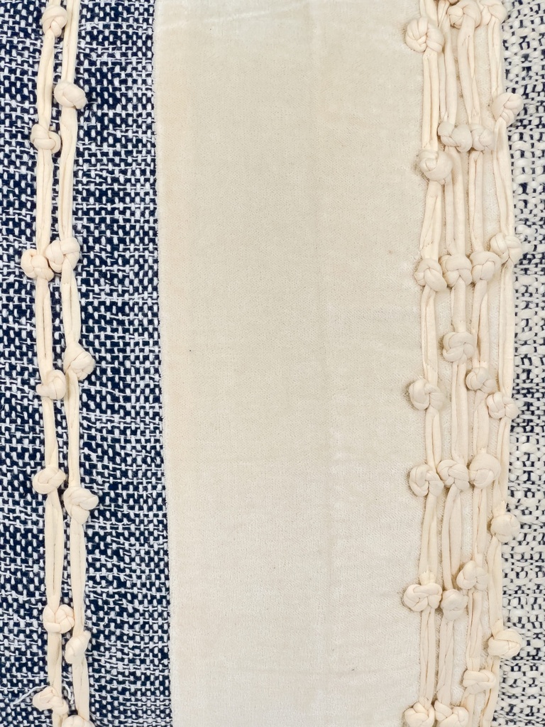 Cojín boho azul flecos 45x45cm