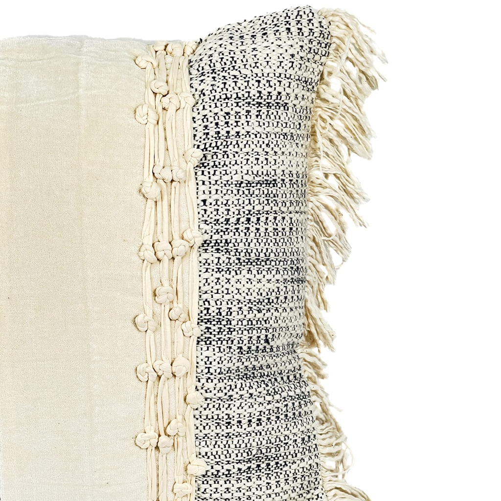 Cojín boho azul flecos 45x45cm