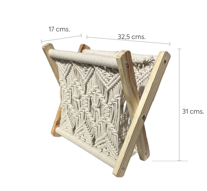 Porta revistas macrame 33x33x28cm