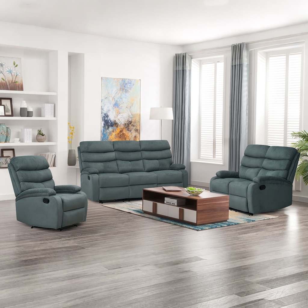 Sofá reclinable 3 cuerpos Logan gris oscuro