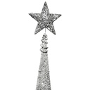 Figura navideña 210cm 100 luces LED árbol triangular plateado