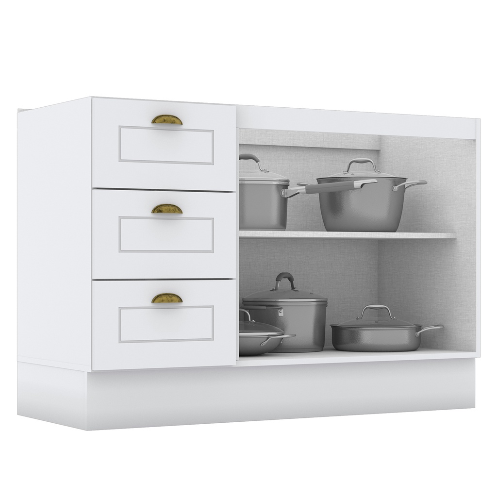 Base Cocina Americana 2 Puertas 3 Cajones 120cm