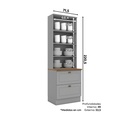 Vitrina 2 Puertas 2 Cajones Vidrio Americana Gris