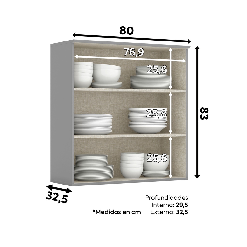 Aéreo cocina Americana gris 80cm
