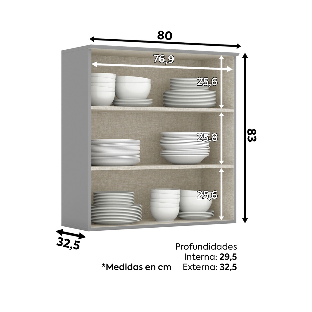 Aéreo cocina Americana gris 80cm