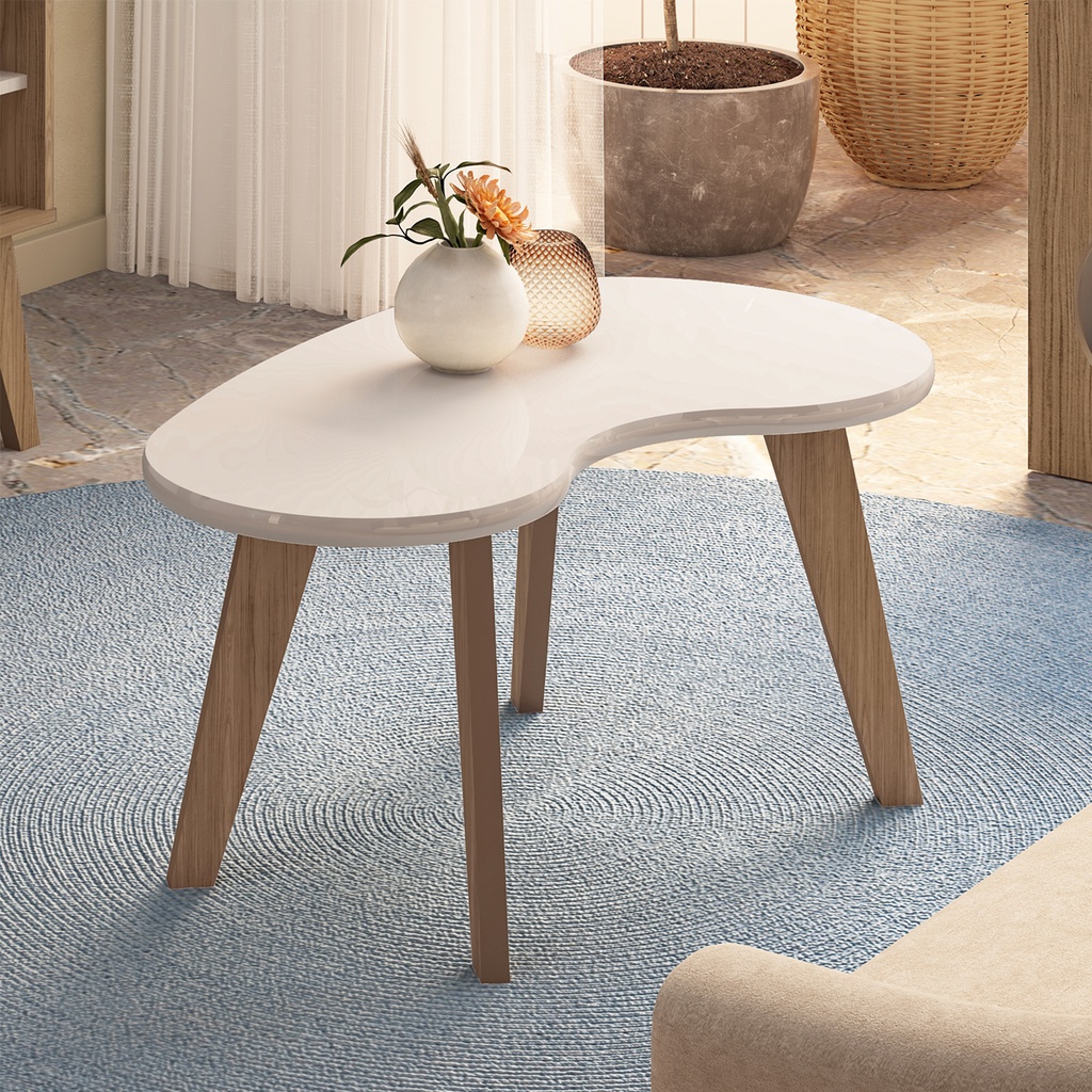 Mesa centro orgánica blanco