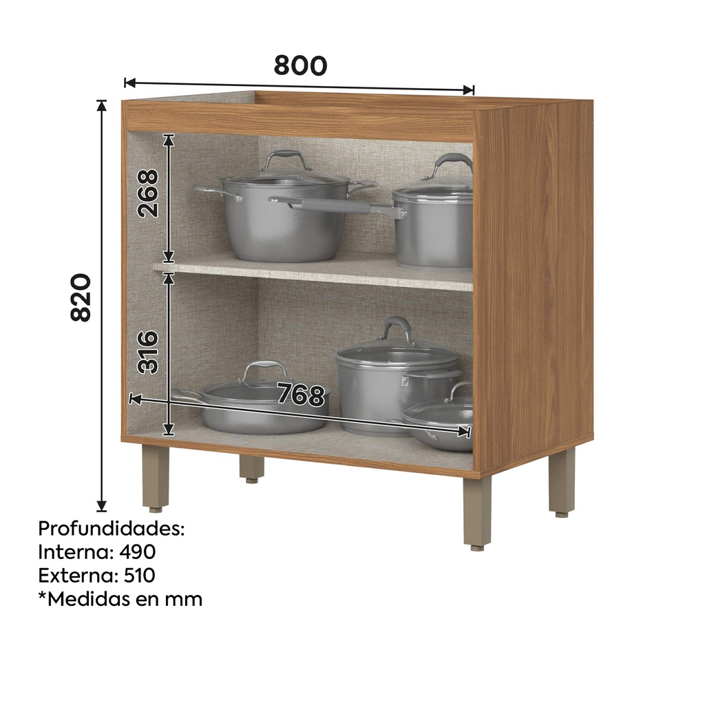 Base cocina Requinte 2 puertas 80cm