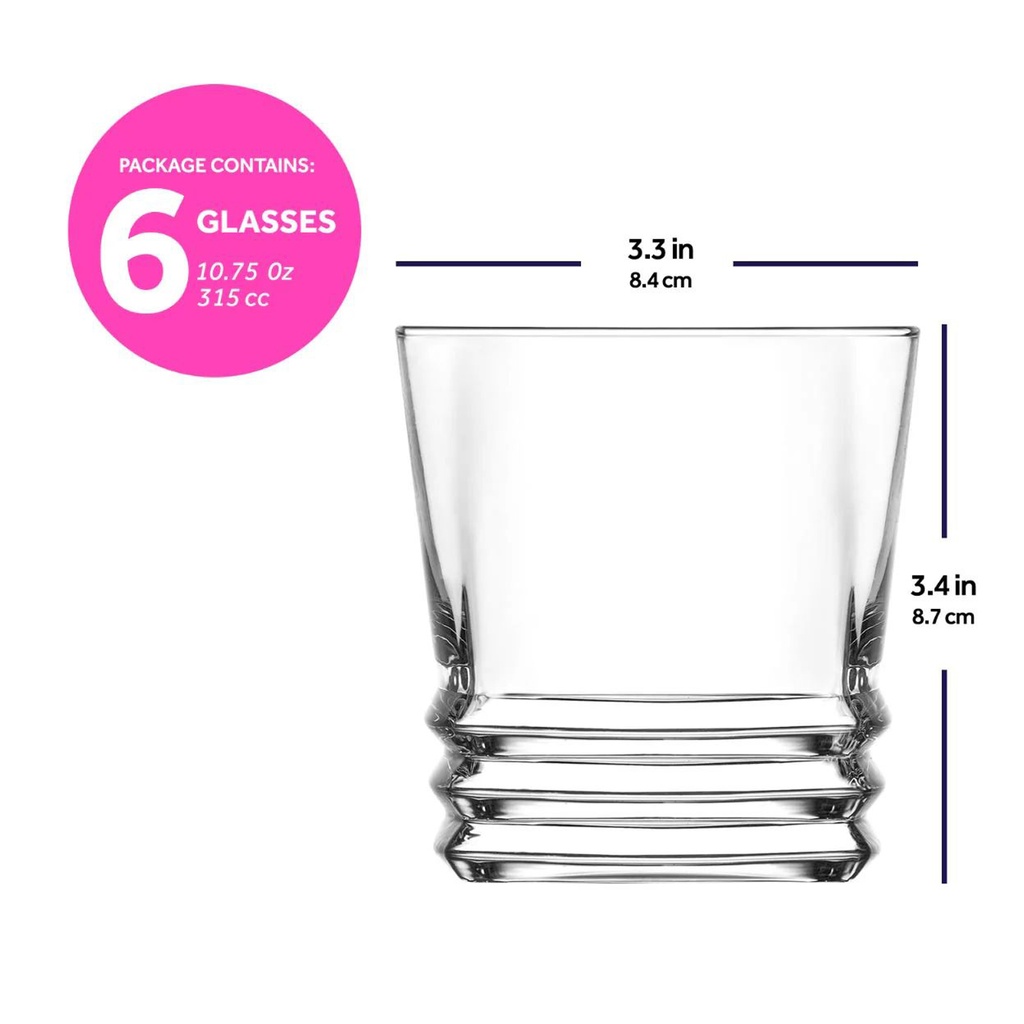 Vaso whisky 315ml set de 6