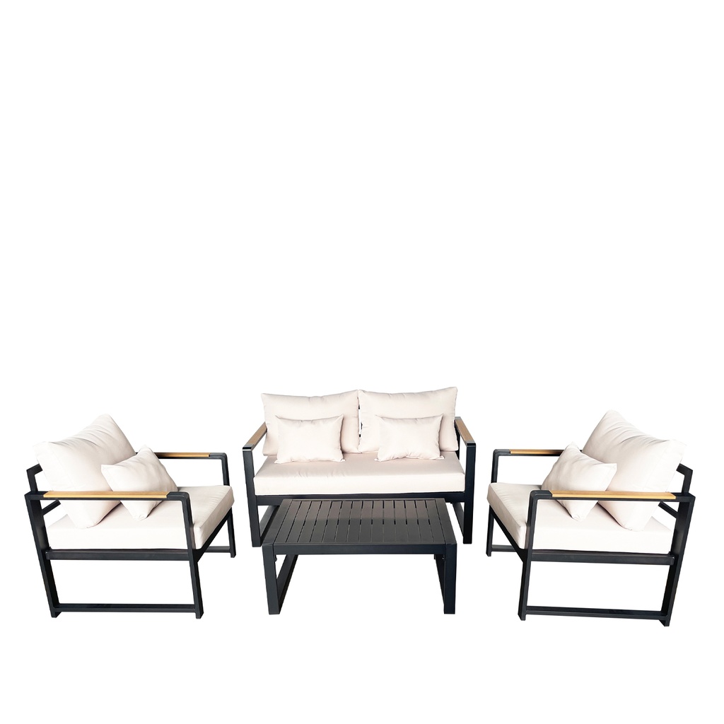 Juego living terraza Mykonos 2-1-1 negro