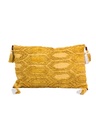 Cojín 30x50cm amarillo/blanco con borlas