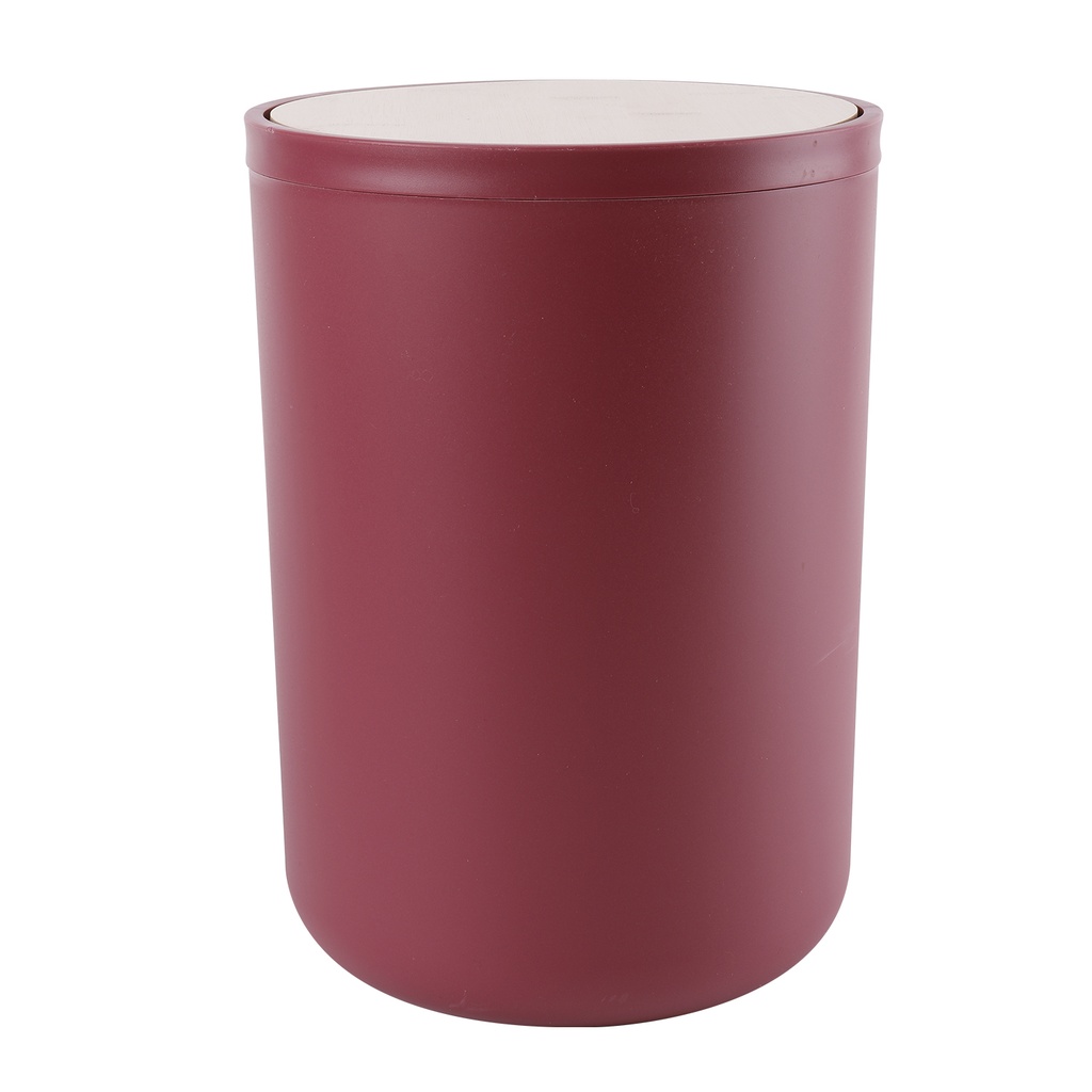 Papelero plástico burdeo bambú
