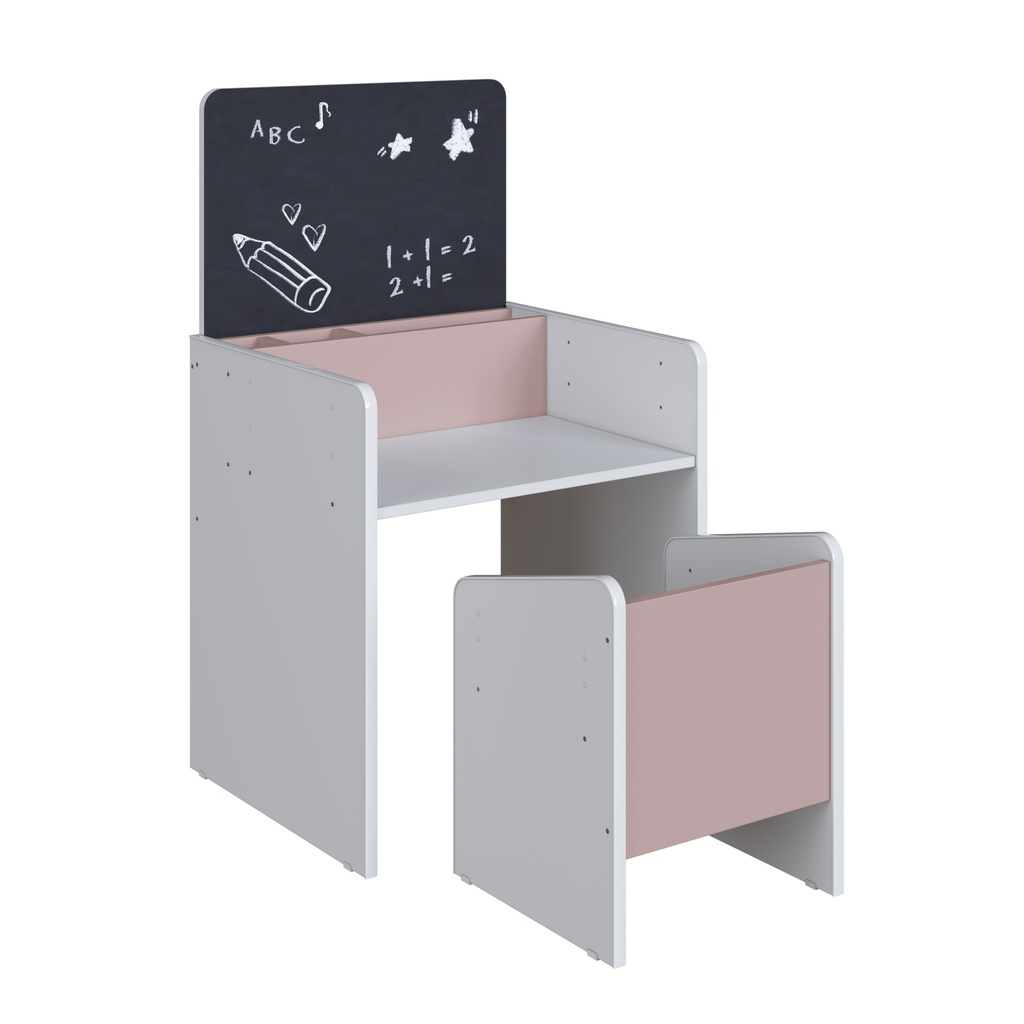 Escritorio infantil con Silla Le Petit blanco-rosa
