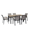Juego comedor terraza 6 sillas Ely gris oscuro
