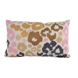 [230034239] Cojín 30x50cm print bordado dorado rosado