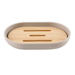 [230038735] Jabonera plástico beige bambú