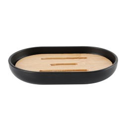 [230038793] Jabonera plástico negro bambú