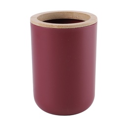 [230038880] Porta cepillo dientes plástico burdeo bambú