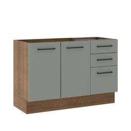[230040602] Base cocina Agata gris 2 puertas 3 cajones 120cm
