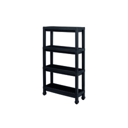 [230040892] Carro plástico negro 4 niveles 37x24,5x92,3cm