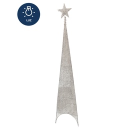 [230042199] Figura navideña 150cm 60 luces LED árbol triangular plateado